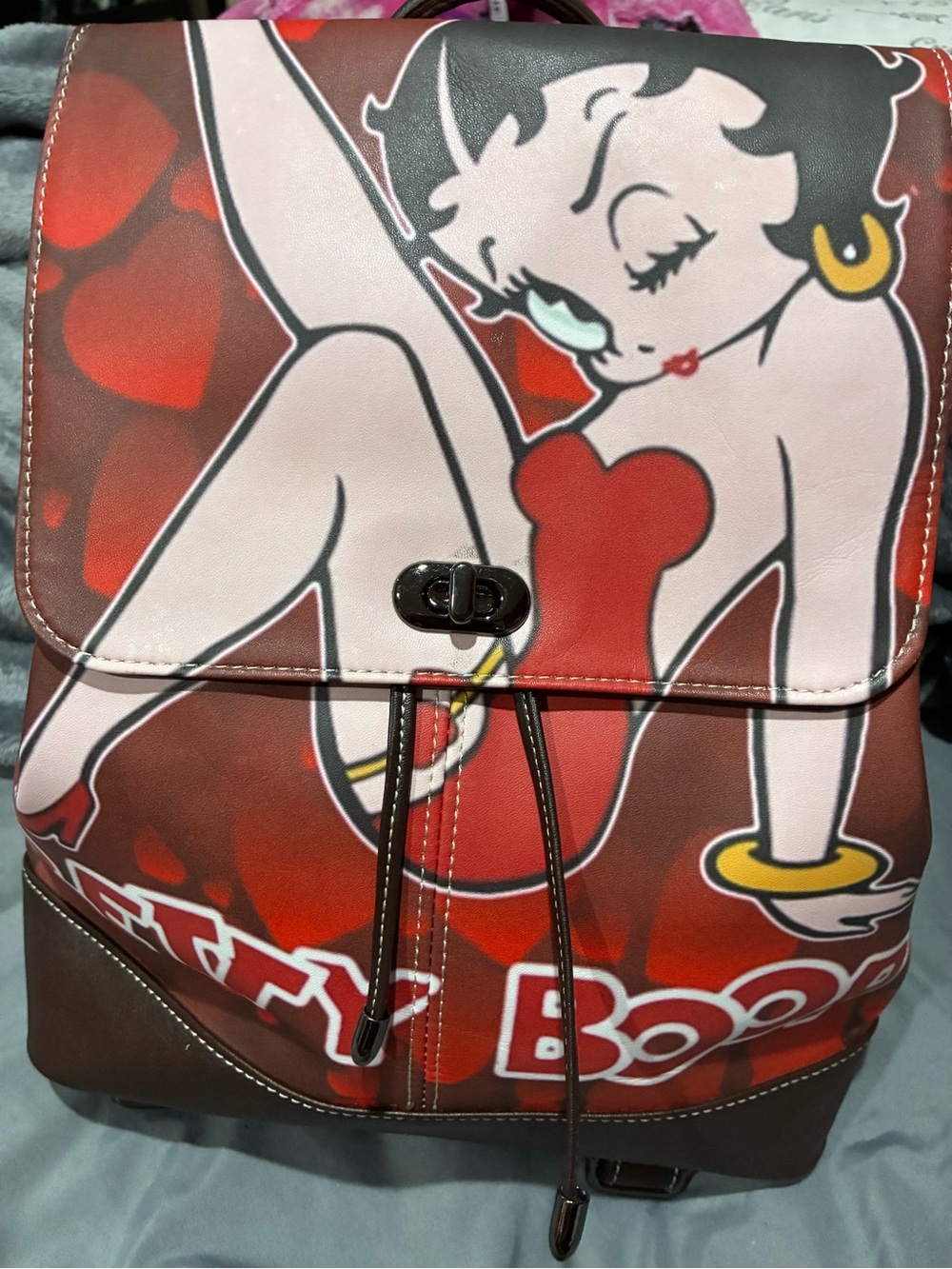 Betty Boop Red and Brown Graphic Backpack